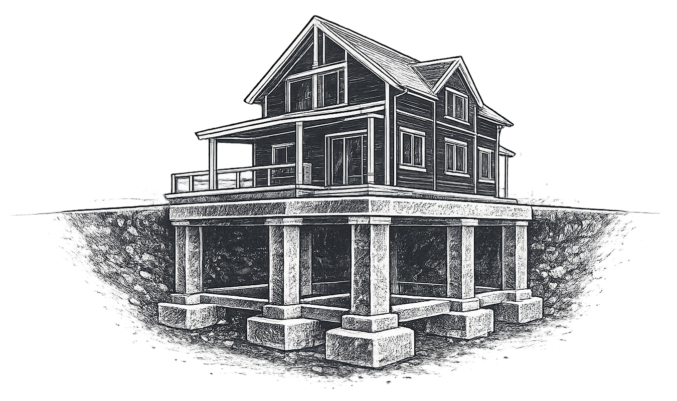An illustration of a house built on solid foundations